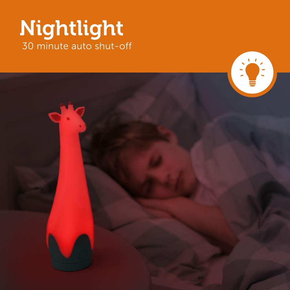 Gina the Giraffe is a cordless USB-rechargeable lamp for easy bedside use.