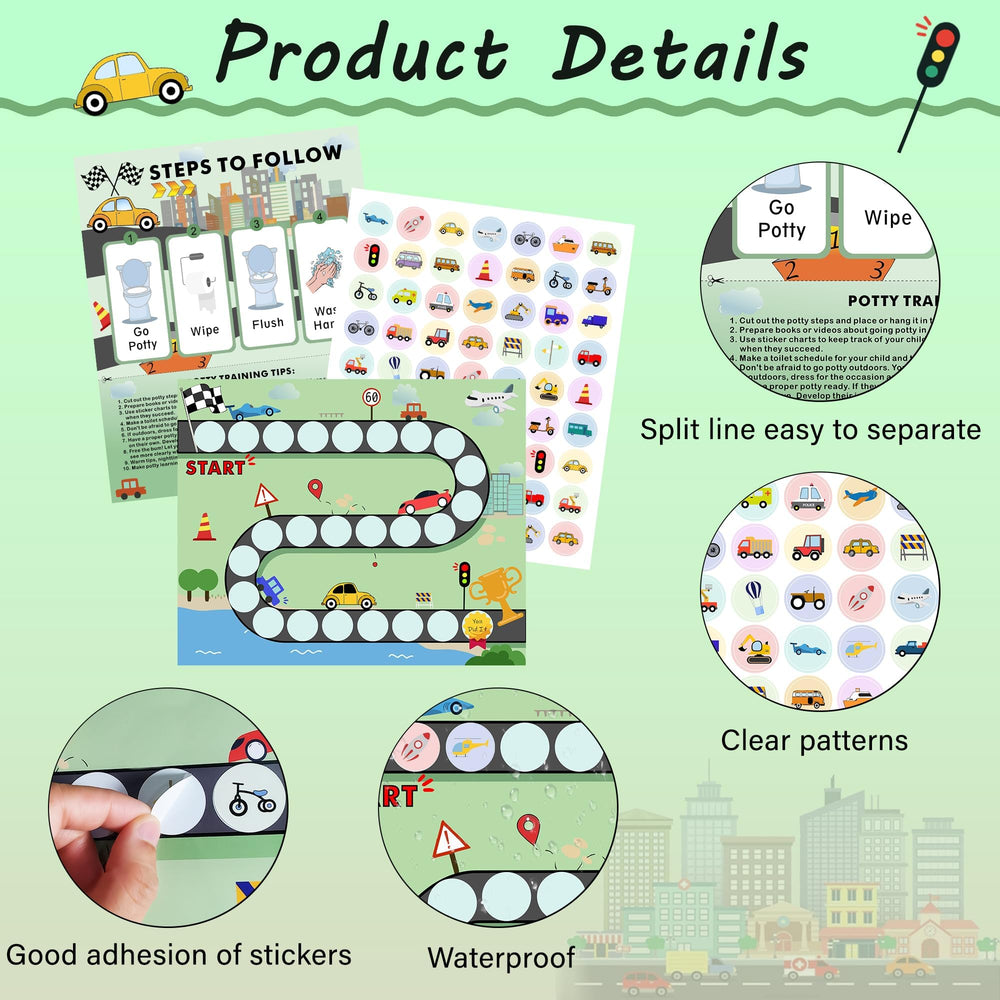 ZCCLINN 15PCS Cars Potty Chart stickers 63-pack adds reward motivation for kids