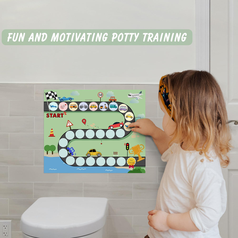 ZCCLINN 15PCS Cars Potty Chart waterproof thick-paper design resists bathroom splashes