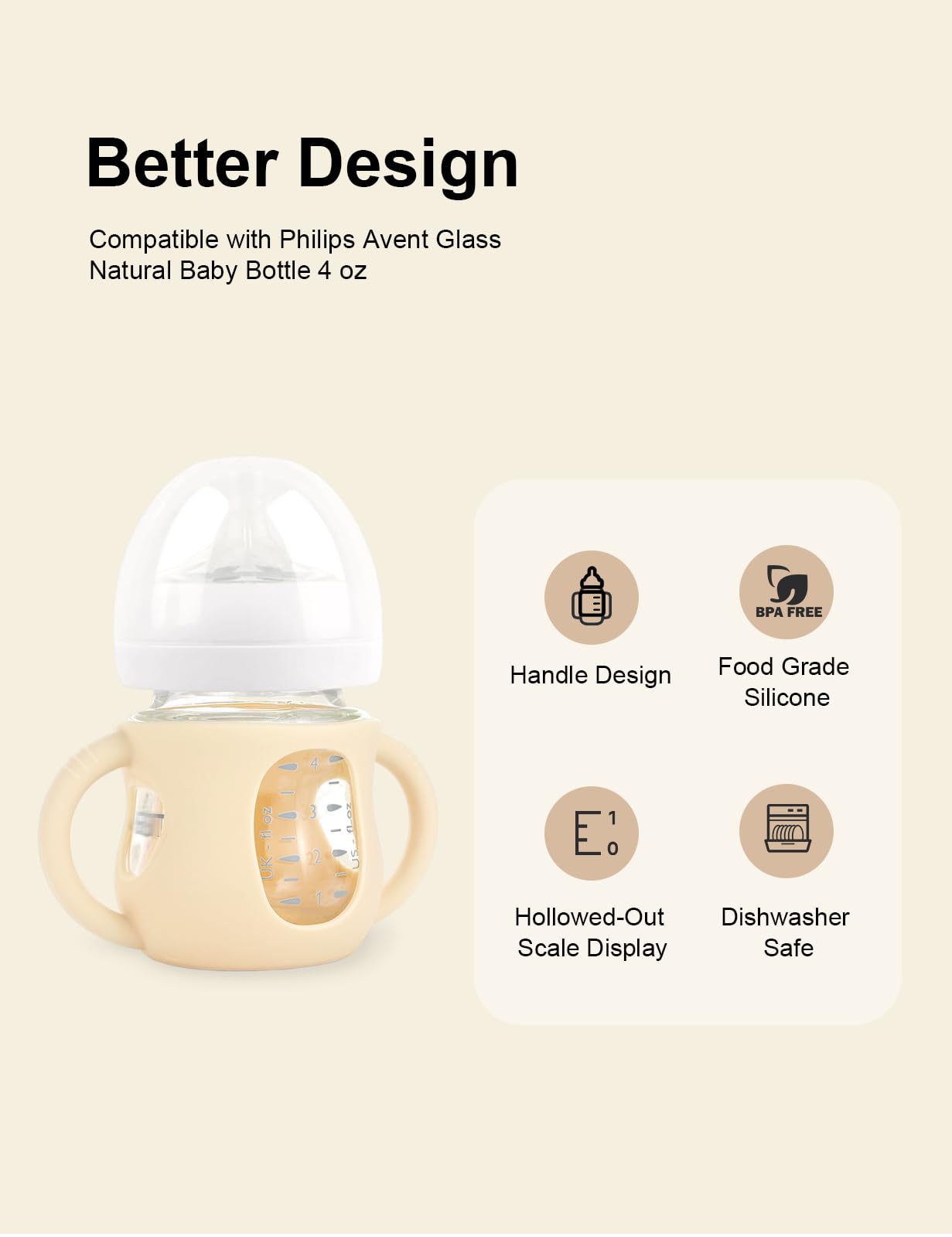 ZCH drop-resistant bottle sleeve with handles aids infants learning self-feeding.