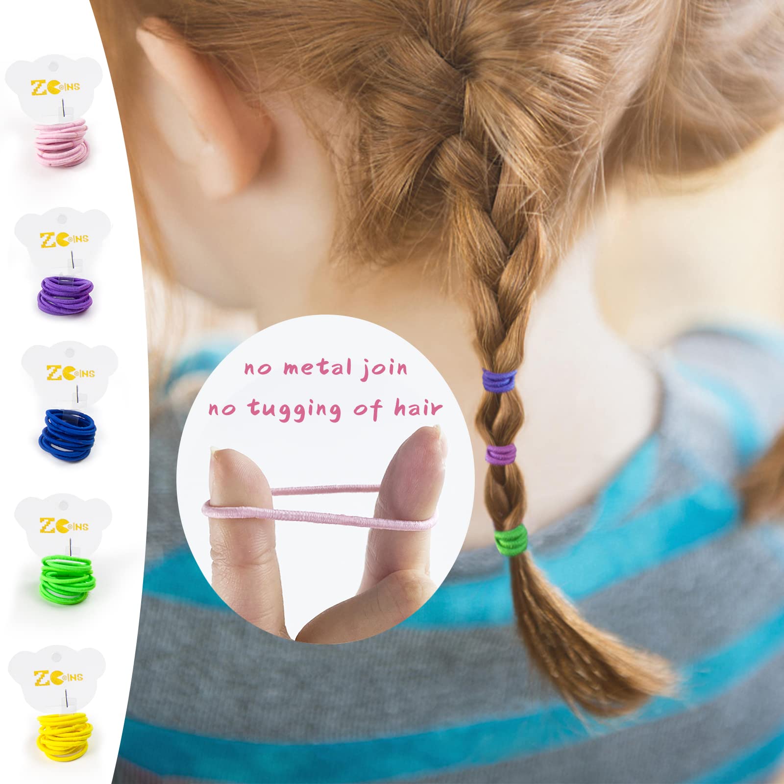 ZCOINS toddler hair ties soft plastic material for comfortable everyday wear.