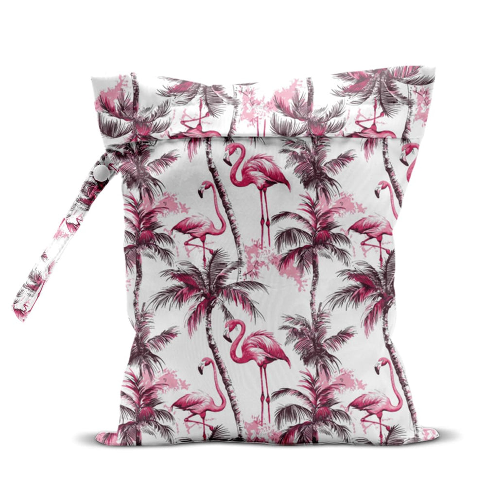 zcyxuuw wet bag palm tree flamingo front view shows beach-ready storage.