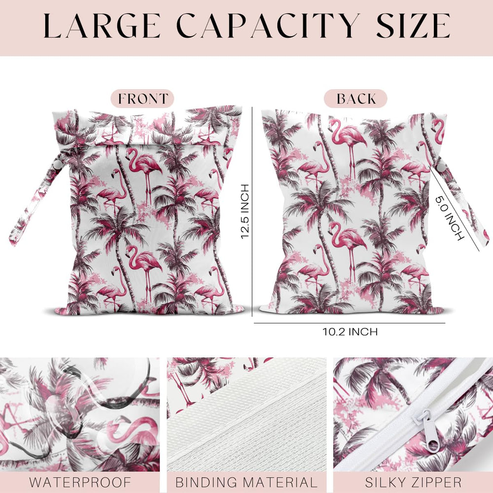 zcyxuuw wet bag palm tree flamingo side view highlights capacity.