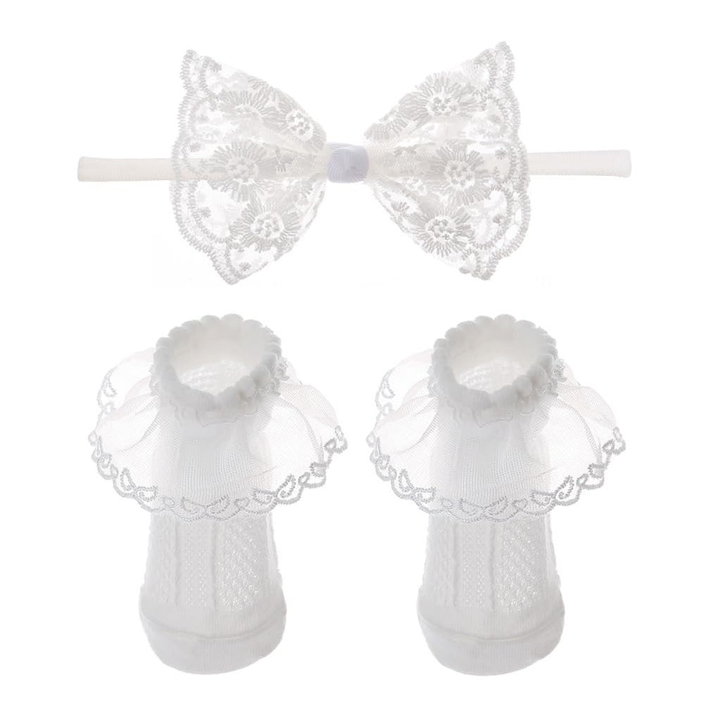ZCYYYS baby lace bow headband for christening and daily wear