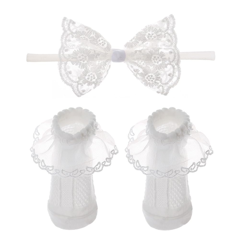 ZCYYYS baby lace bow headband for christening and daily wear