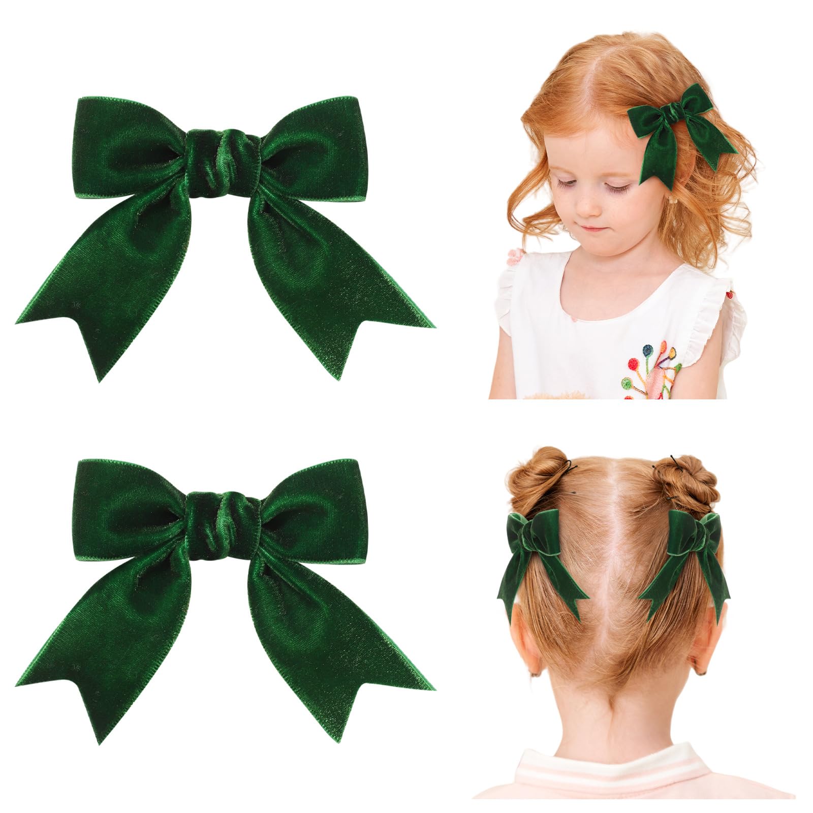 ZCYYYS Christmas red bow hair clip secured with alligator grip