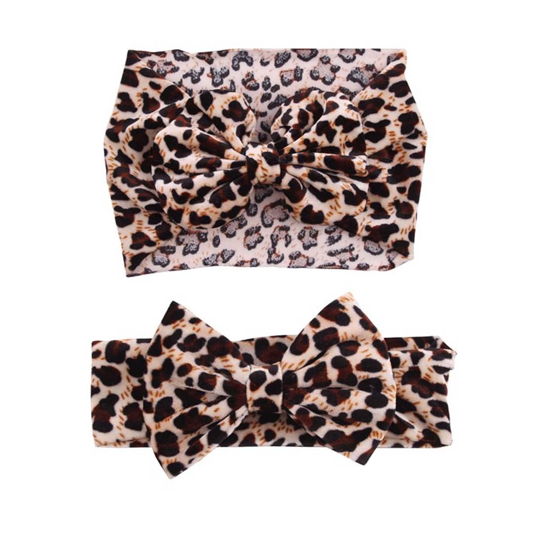 ZCYYYS Leopard Headband bow closeup shows soft velvet for gentle baby comfort