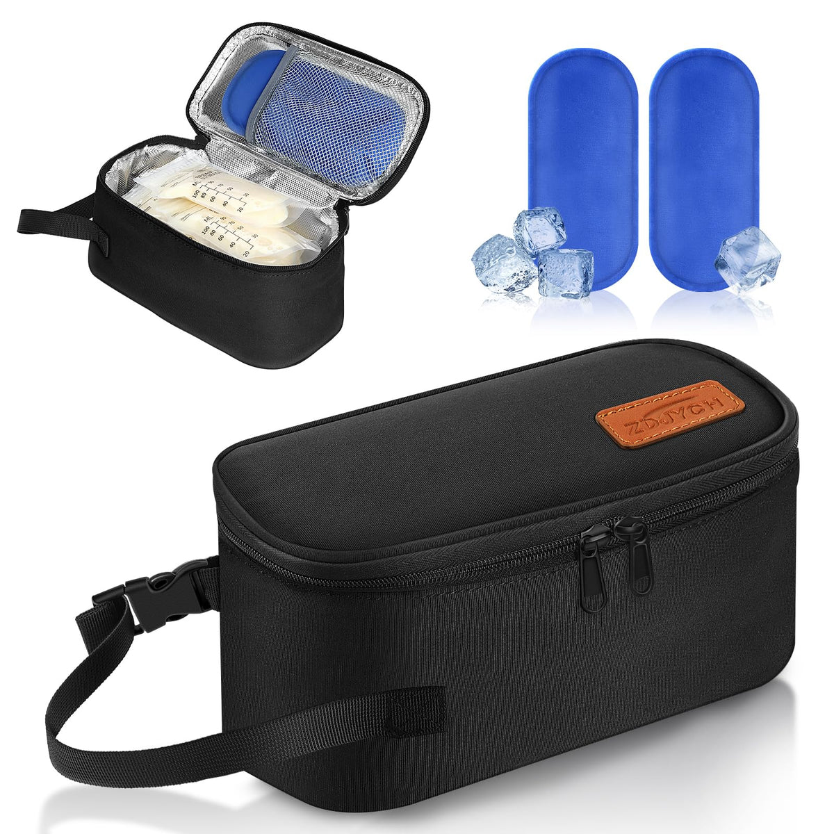 ZDJYCH breastmilk cooler bag top view shows compact travel-friendly design for nursing on the go.