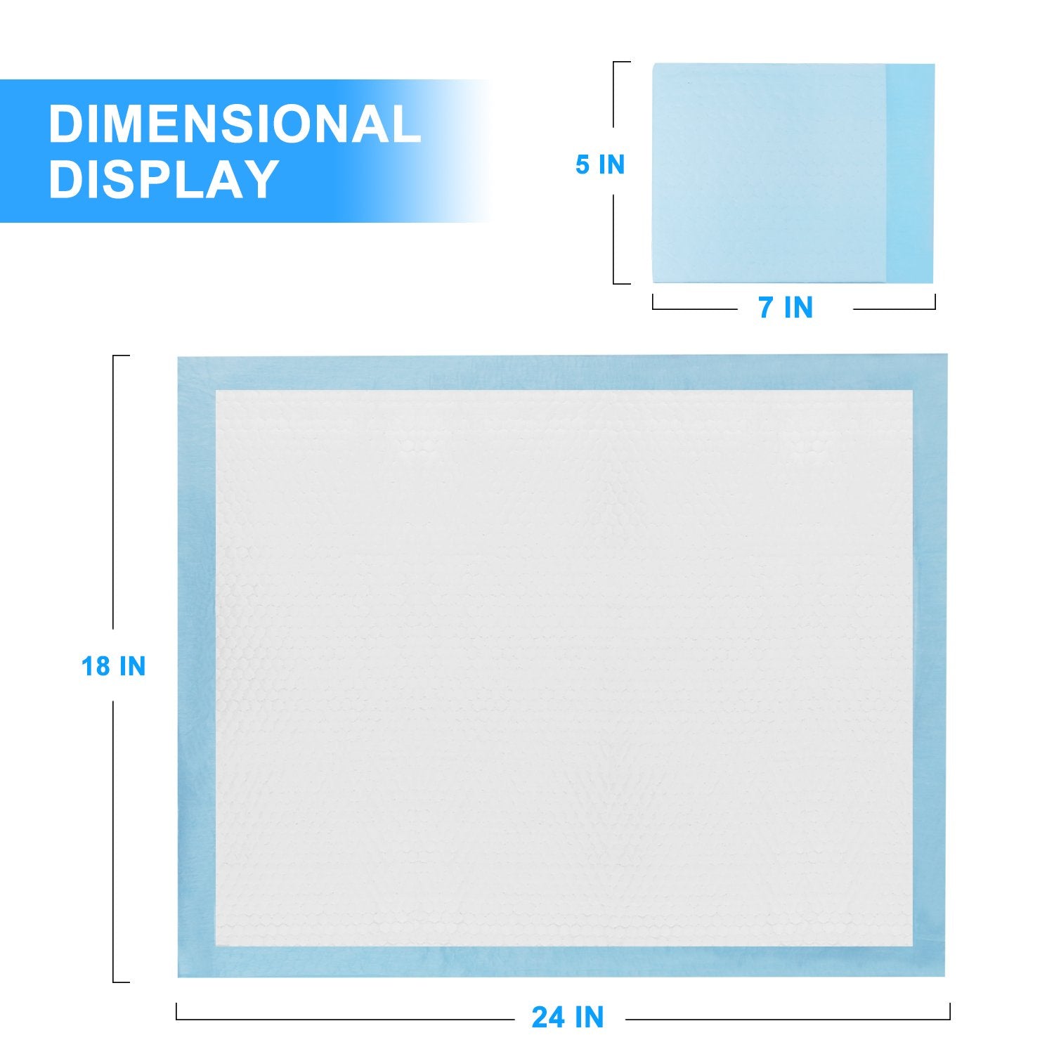 Zdolmy 18x24 inch underpad showing absorbent core for quick moisture absorption.