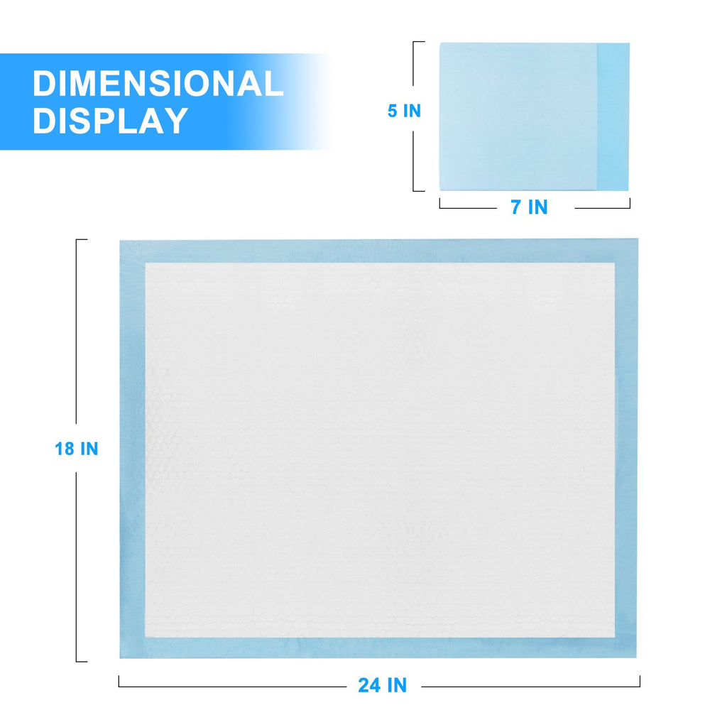 Zdolmy 18x24 inch underpad showing absorbent core for quick moisture absorption.