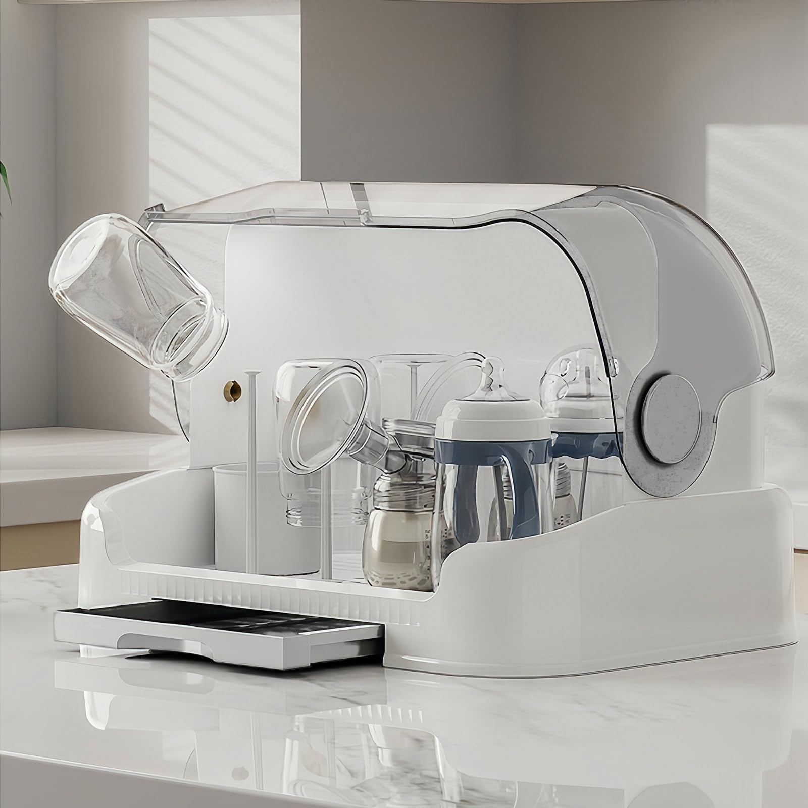 Zdolmy baby bottle drying rack dimension preview shows a 12.5 x 10 x 9.85 inch footprint.