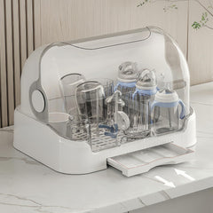 Zdolmy baby bottle drying rack side view shows compact, space-efficient countertop organization.