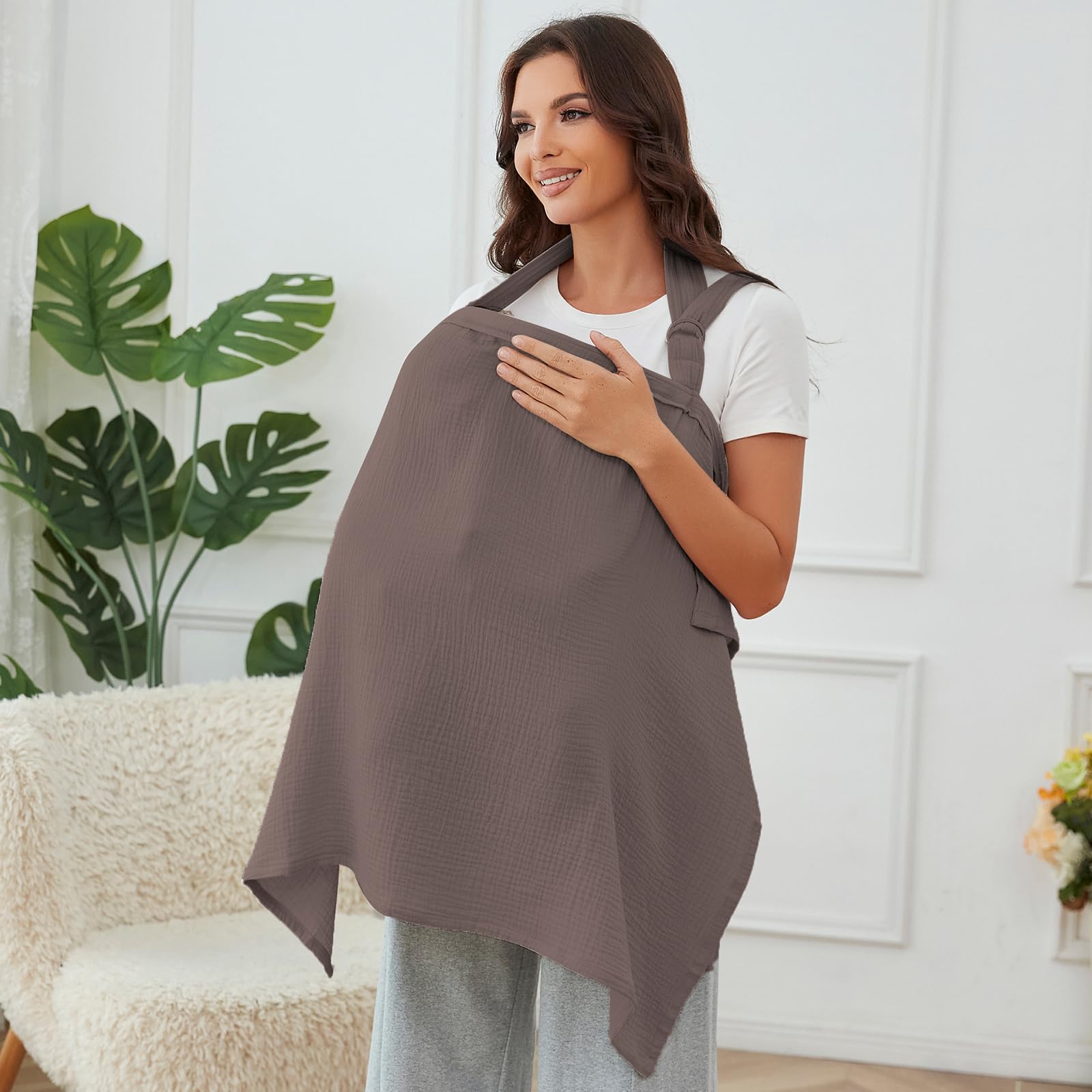 Zdolmy muslin nursing cover in coffee gift box, a practical baby registry gift.