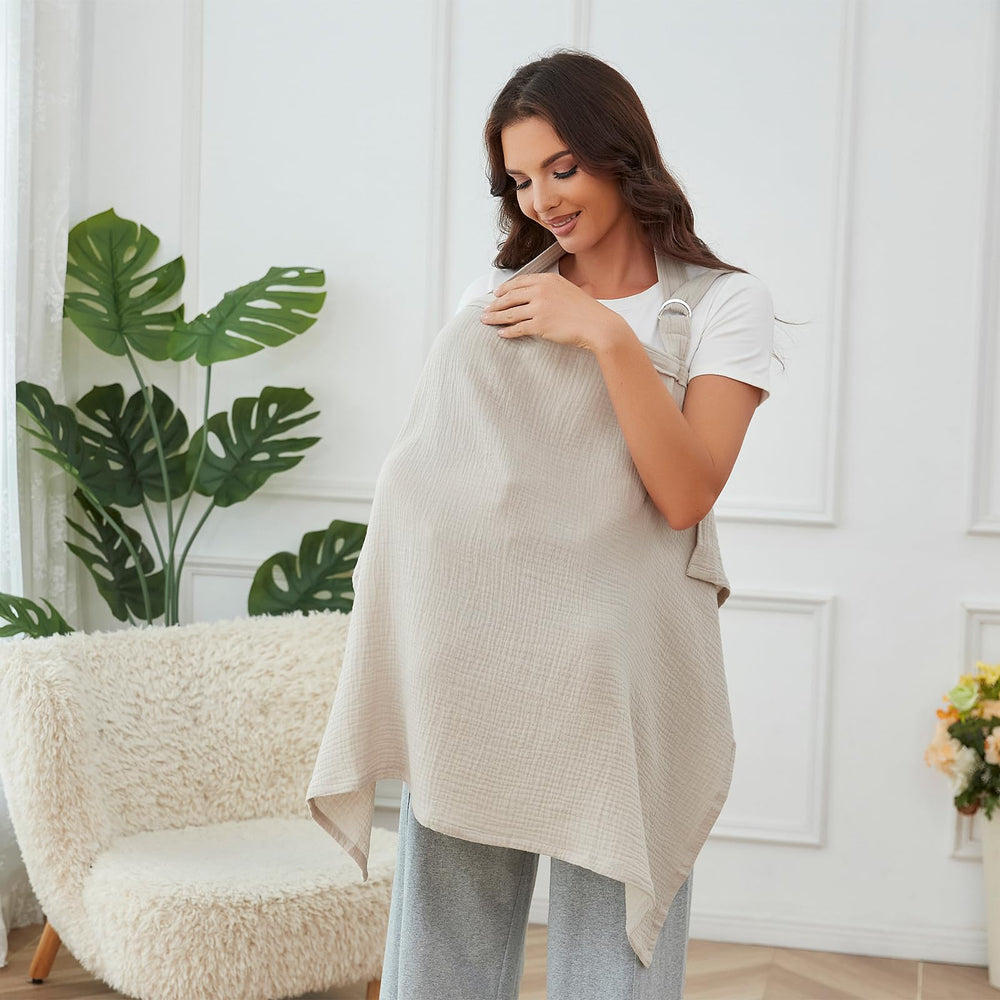 Zdolmy Muslin Nursing Cover provides privacy while nursing in public.