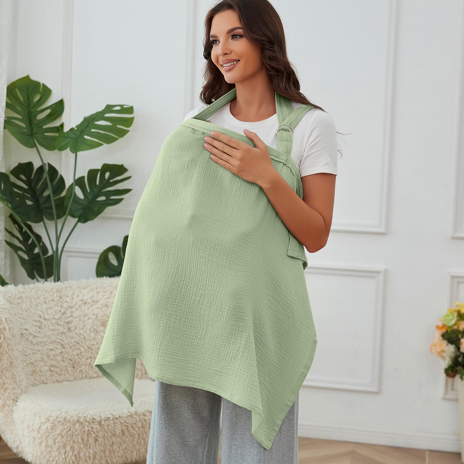 Zdolmy Muslin Nursing Cover rigid hoop detail allows air flow and visibility.