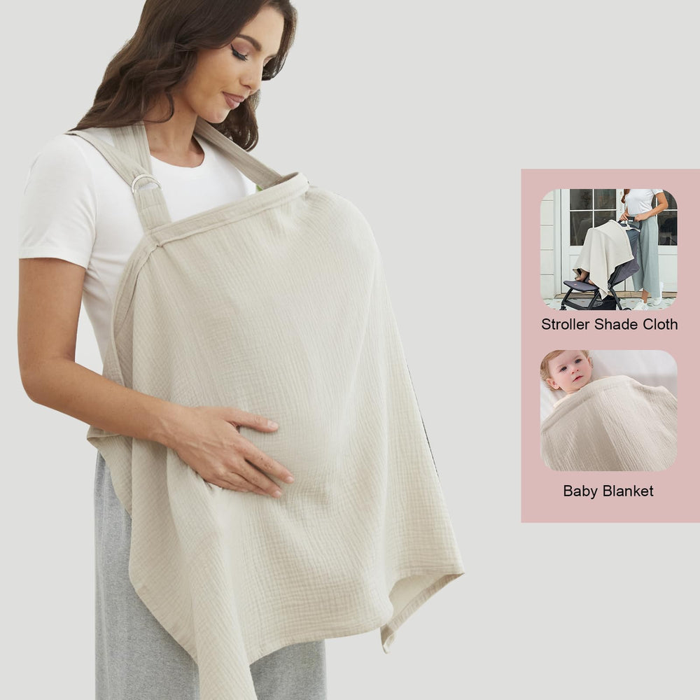Zdolmy Muslin Nursing Cover Summer Wheat color for calm, stylish coverage.