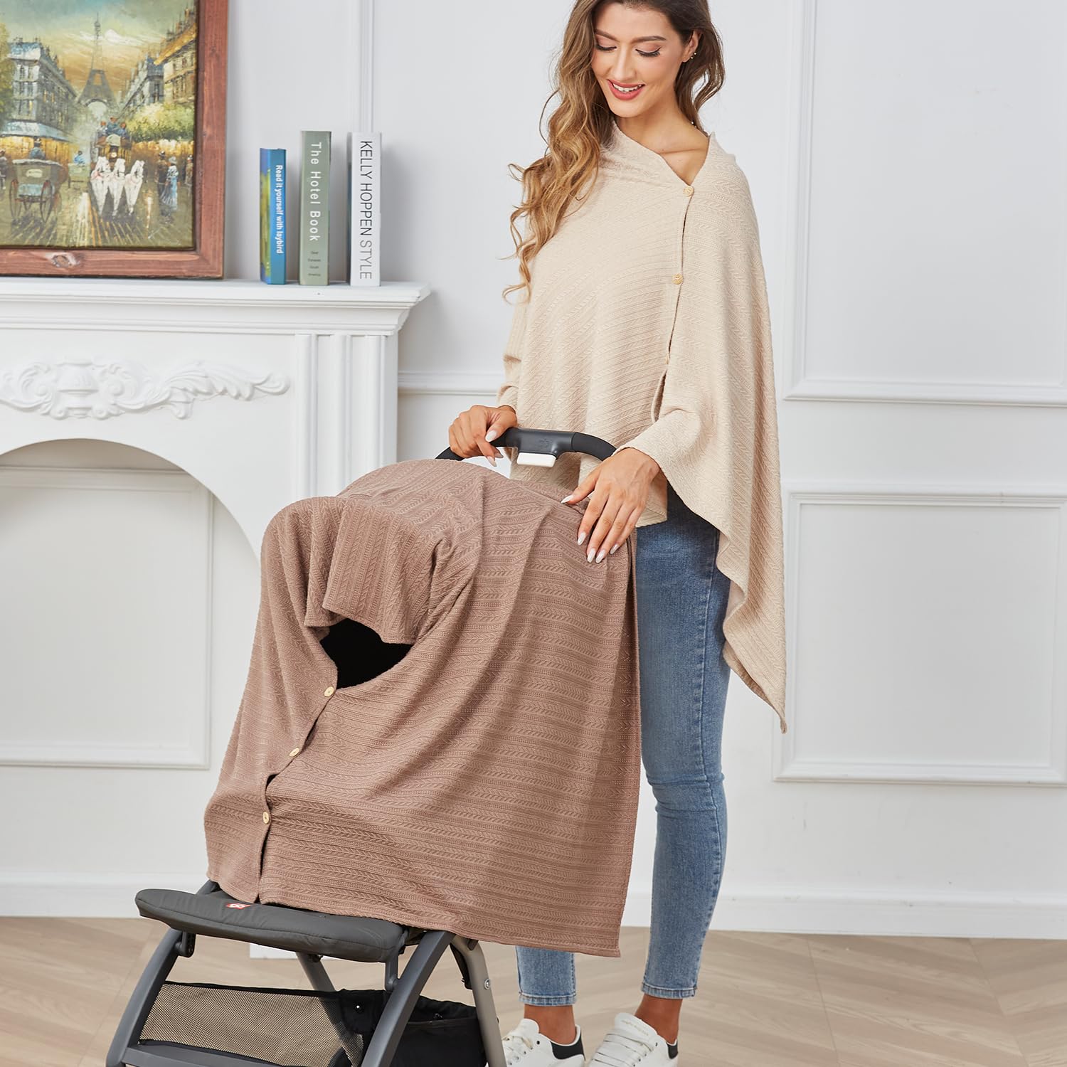 Zdolmy nursing cover chestnut 360-degree coverage for a comfortable view.