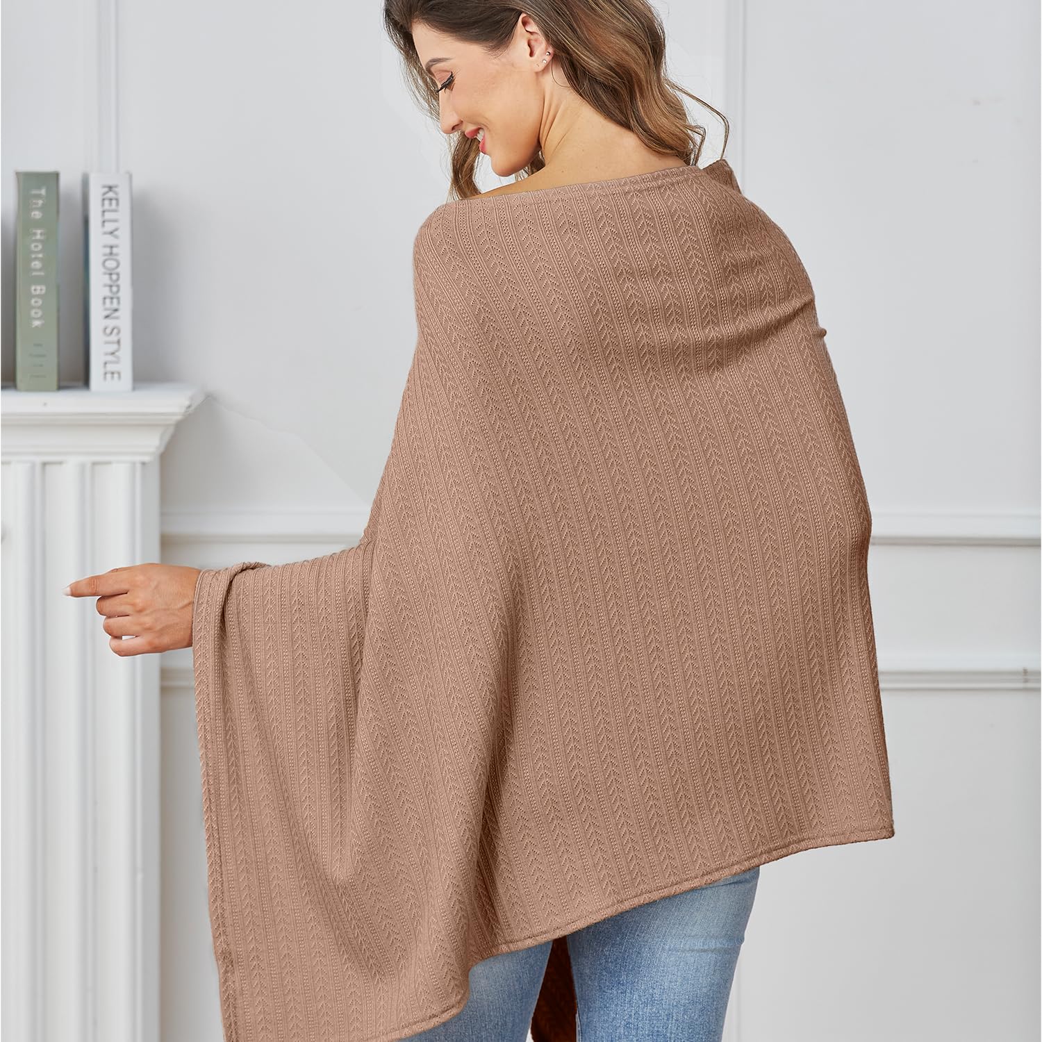 Zdolmy nursing cover chestnut stroller cover doubles as a breathable baby blanket.