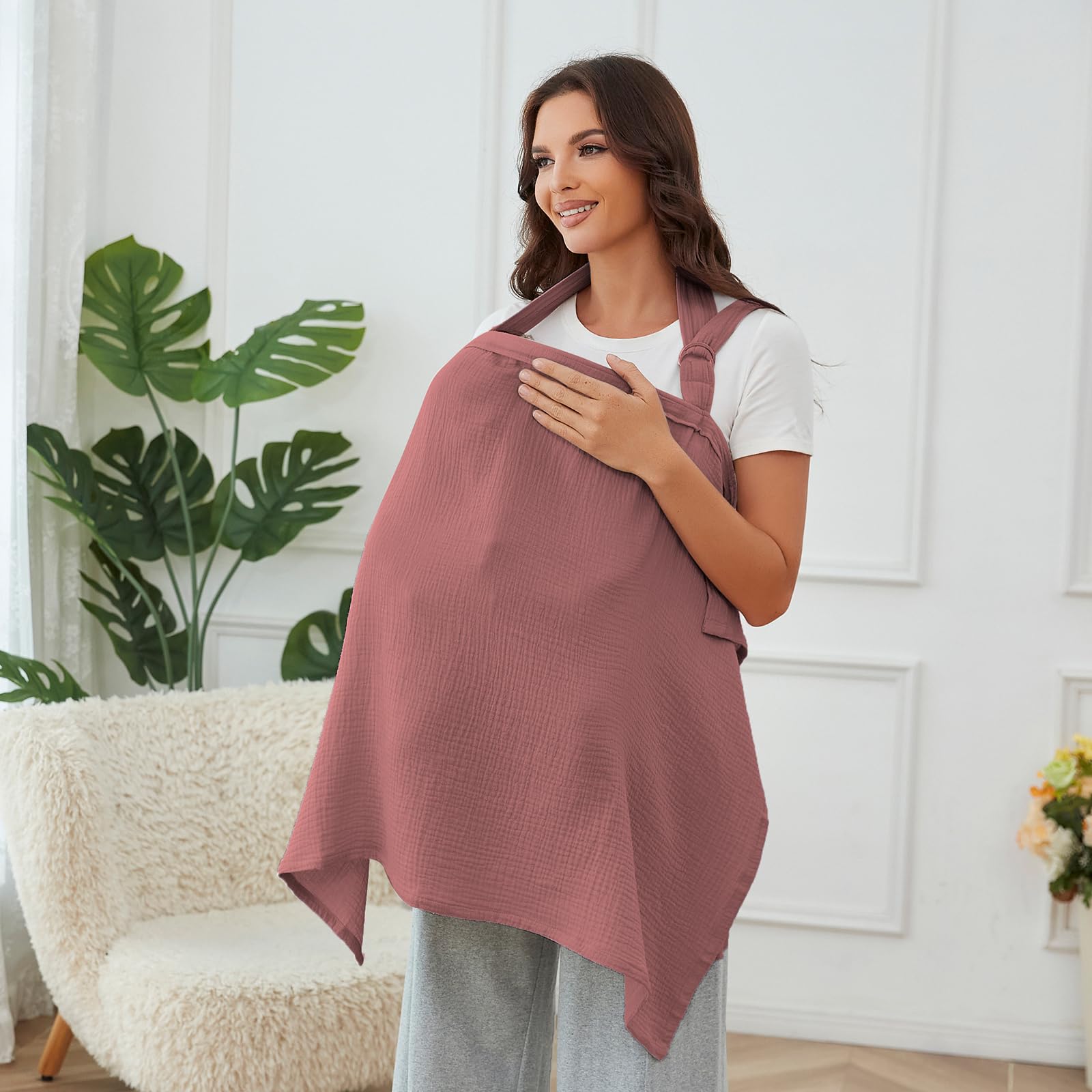 Zdolmy nursing cover fabric texture highlights breathable muslin.