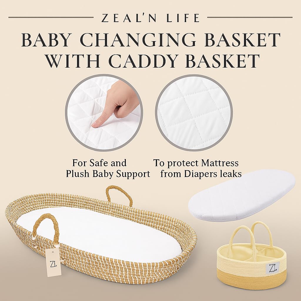 ZEAL'N LIFE machine-washable changing pad cover for easy cleaning.
