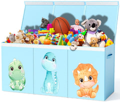 Zebra Baby dinosaur toy box lid shows soft-close design for safe storage.