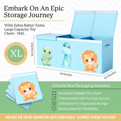 Zebra Baby dinosaur box with adjustable dividers for organized storage.
