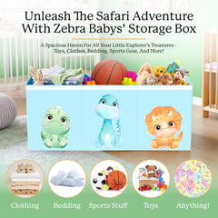 Zebra Baby toy box side handle enables easy lifting for kids.