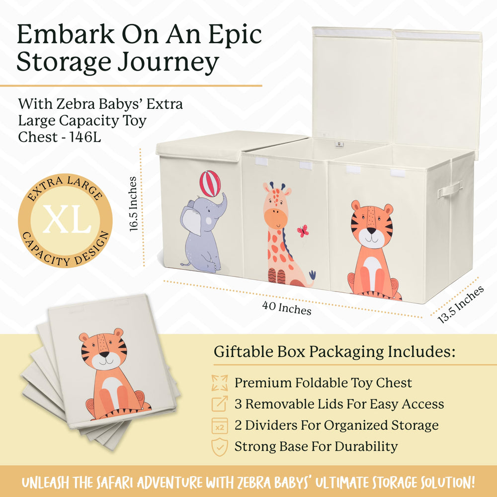 Zebra Baby chest with side handles for easy carrying and placement