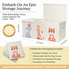 Zebra Baby chest with side handles for easy carrying and placement
