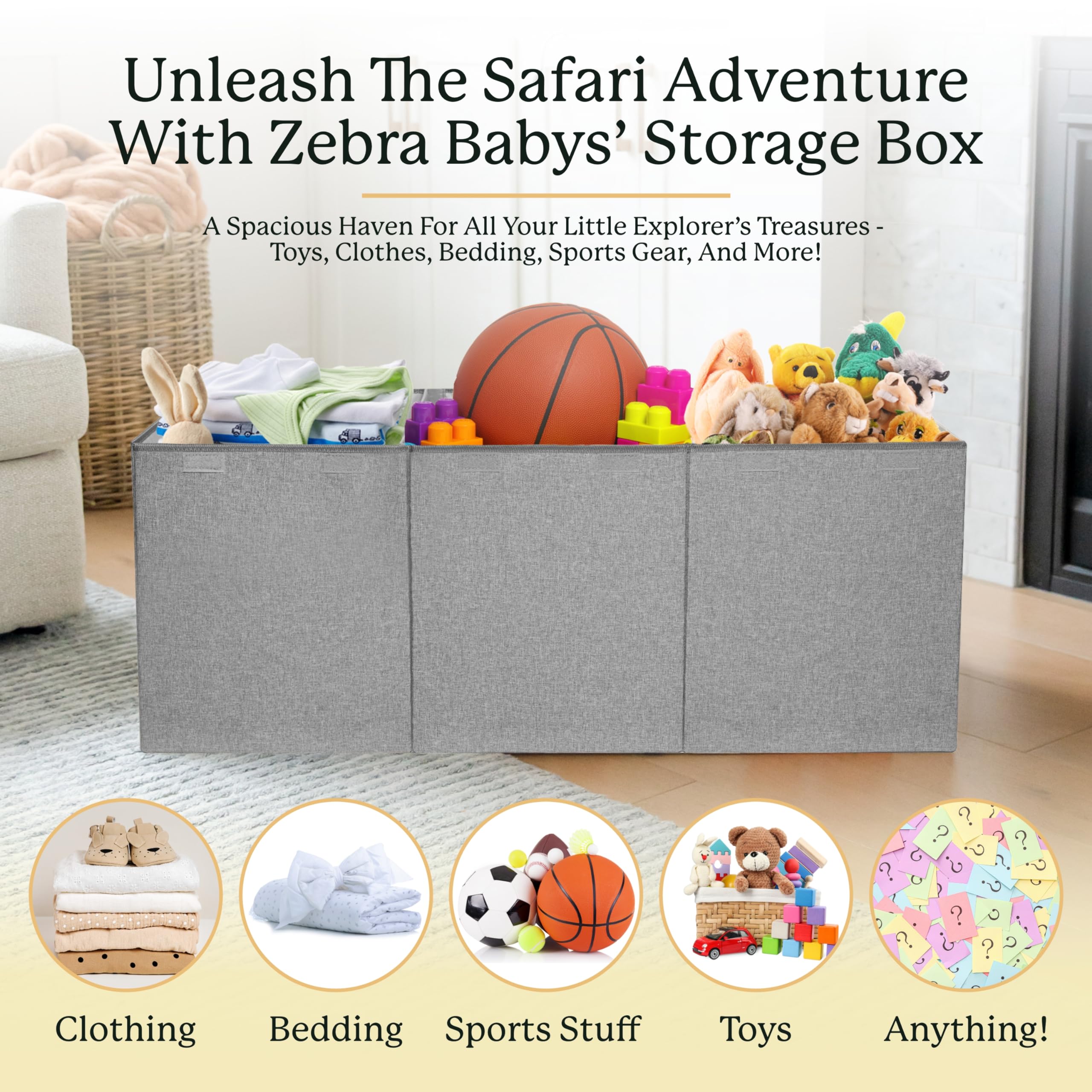 Zebra Baby interior with two removable dividers creating three compartments