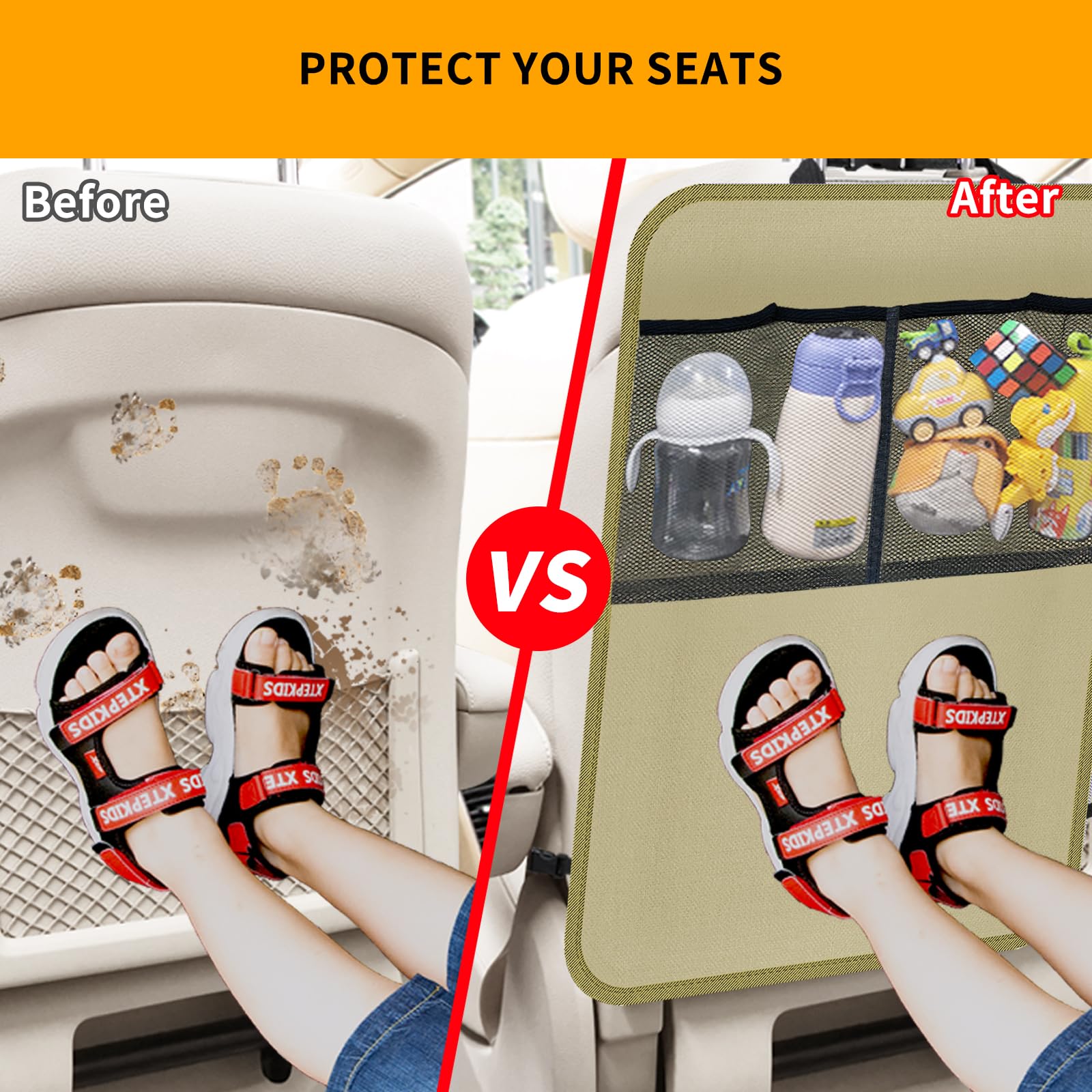 Zecirl kick mat backseat protector 18x24 size ensures snug fit across various vehicles.