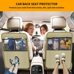 Zecirl kick mat backseat protector mesh pockets visible, ideal for organizing toys and snacks.