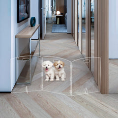 ZEDEGLOW clear-dog-gate in doorway for easy, no-drill setup.