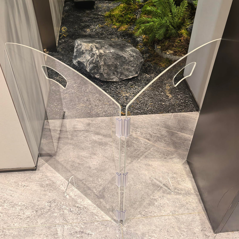 ZEDEGLOW clear dog gate with support feet provides stable placement in doorways and stairs