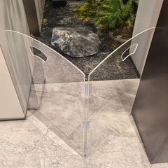 ZEDEGLOW clear dog gate with support feet provides stable placement in doorways and stairs