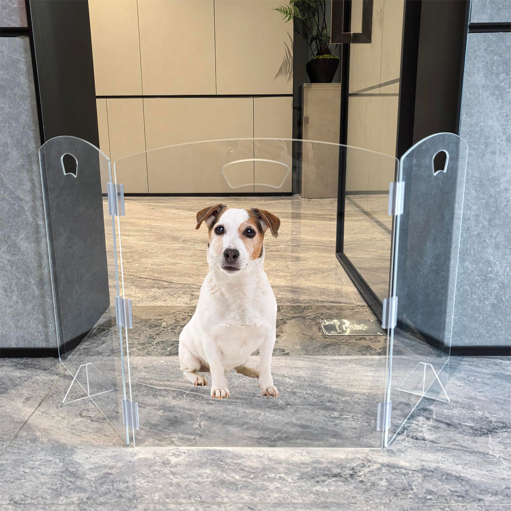 ZEDEGLOW freestanding-acrylic-gate for indoor use with no wall damage.