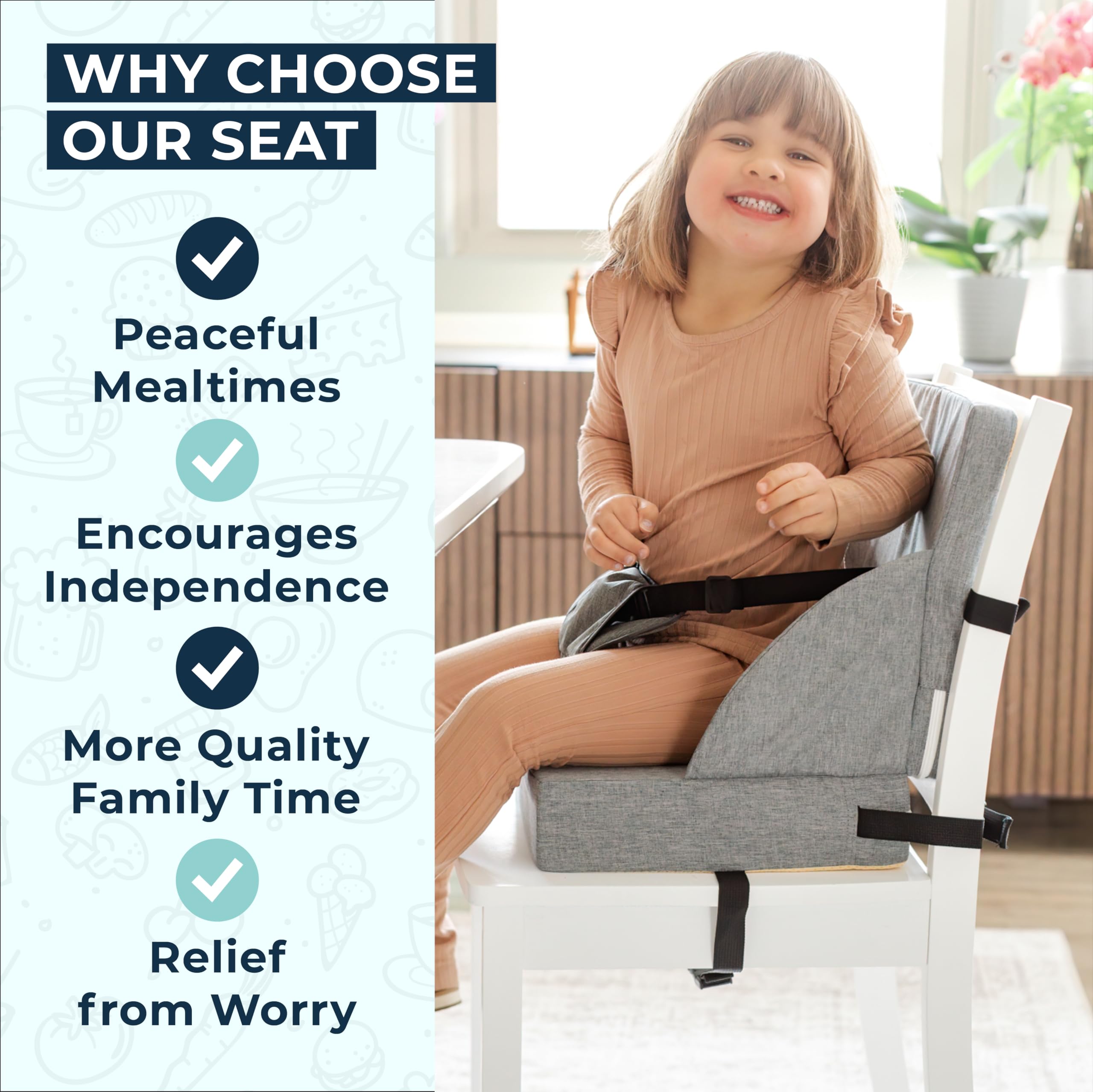 ZEDORA booster seat is travel-ready and easy to store.