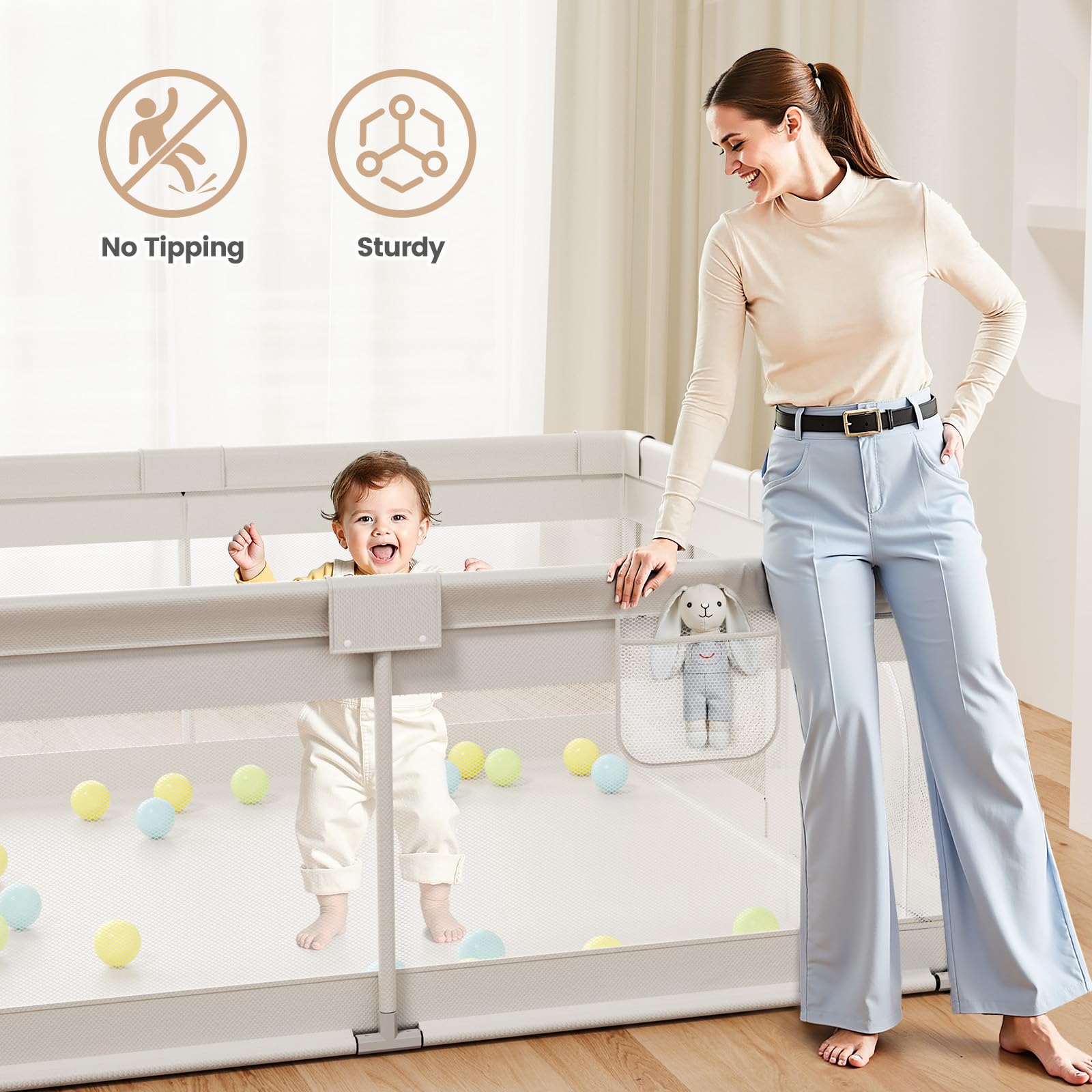 ZEEBABA breathable mesh panels keep baby comfortable with visibility