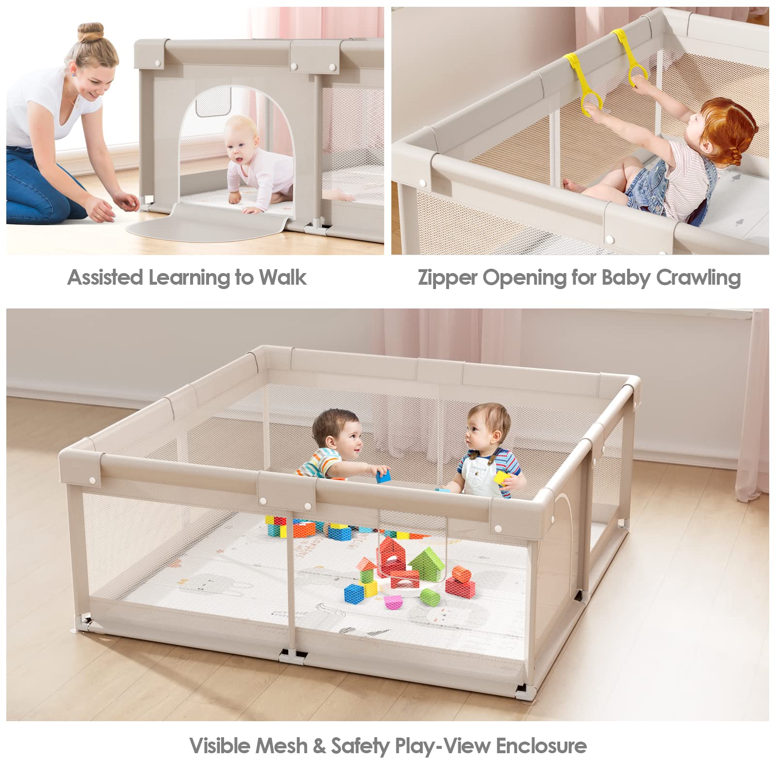 ZEEBABA playpen gate-design — secure access and safe entry for caregivers.