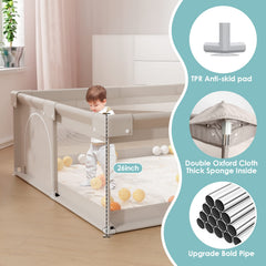 ZEEBABA playpen spacious area — ample room for babies and toddlers to explore.