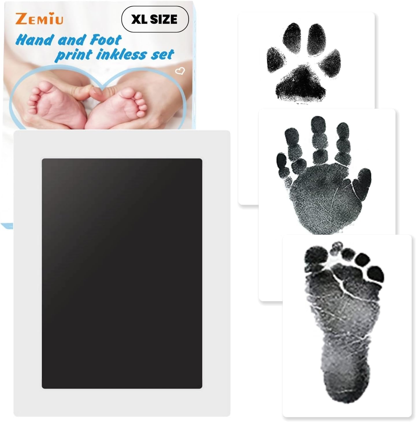 Zemiu clean-touch ink pad large for safe baby handprints without ink contact.