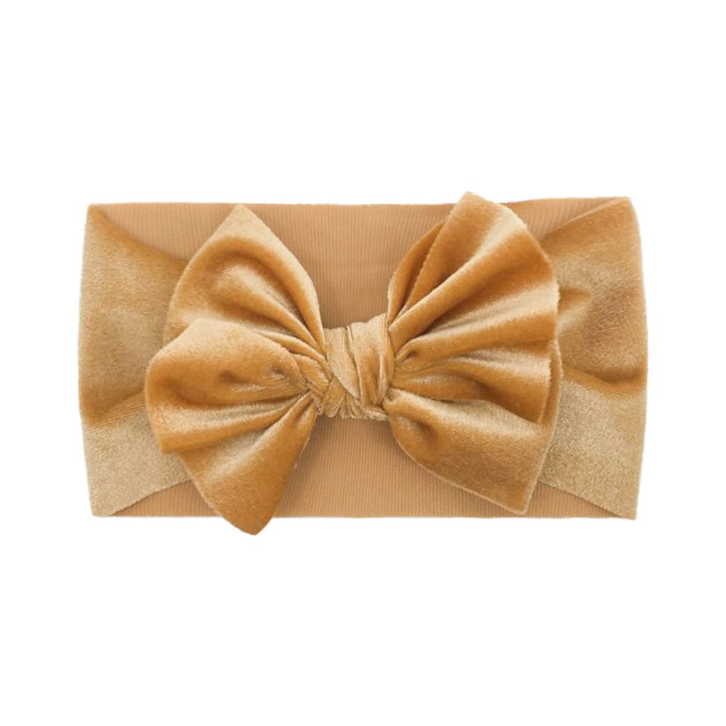 Zenarao baby bow headband yellow with wide turban knot for versatile styling.
