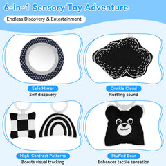 Zendstanding Soft Baby Gym Play Mat detachable toys support cognitive and sensory play.