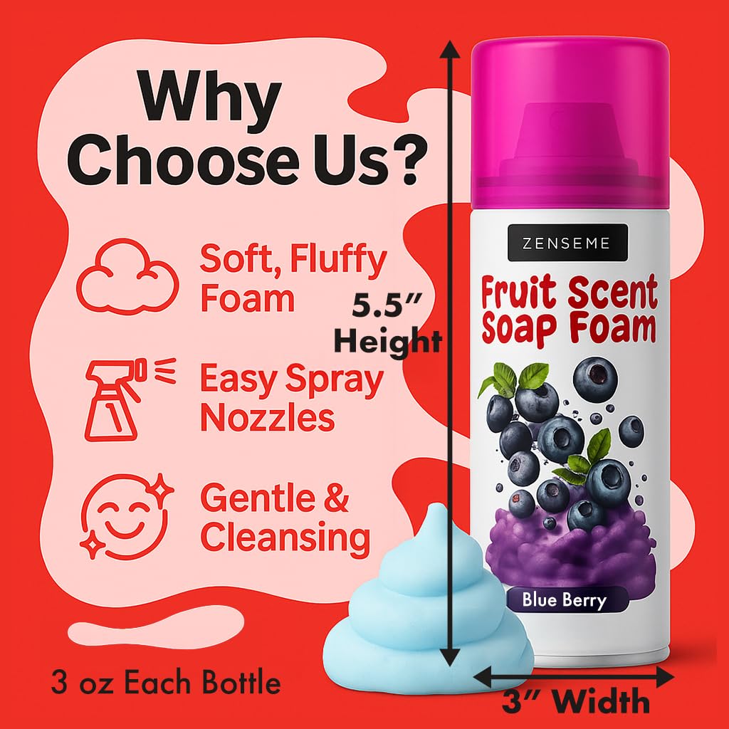 ZenseMe bath foam kids Orange can features easy spray nozzle for mess-free play.