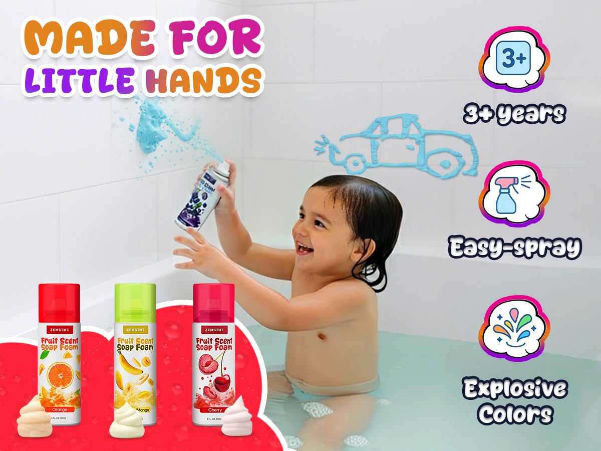 ZenseMe spray-nozzle bath foam kids bottle enables tidy, quick foam application.