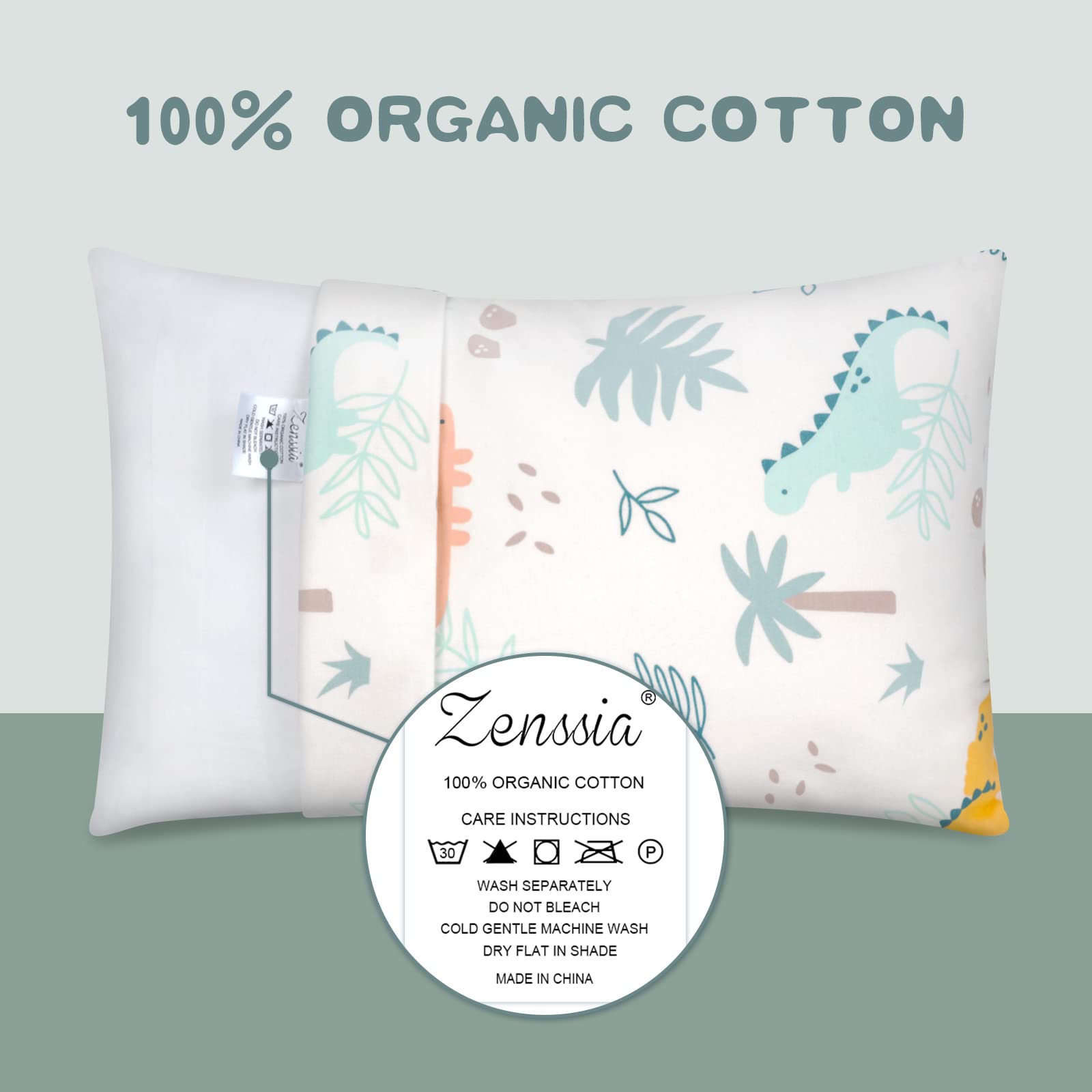 Zenssia closeup of soft-texture organic cotton pillowcase for gentle skin.