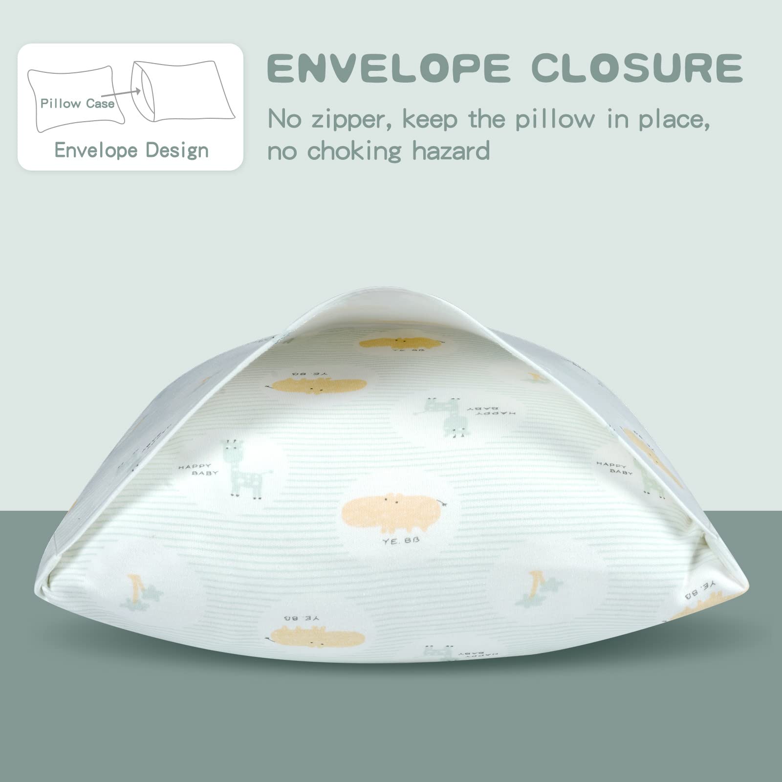 Zenssia envelope-closure design on blue pillowcase enhances safe, simple use