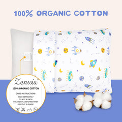 Zenssia rocket pillowcase front view; vibrant color enhances bedtime comfort