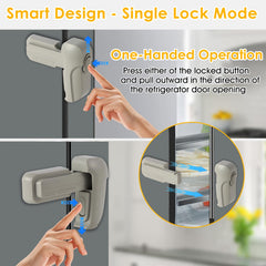ZENTIVOR Fridge Lock installed on stainless surface with clean adhesive.
