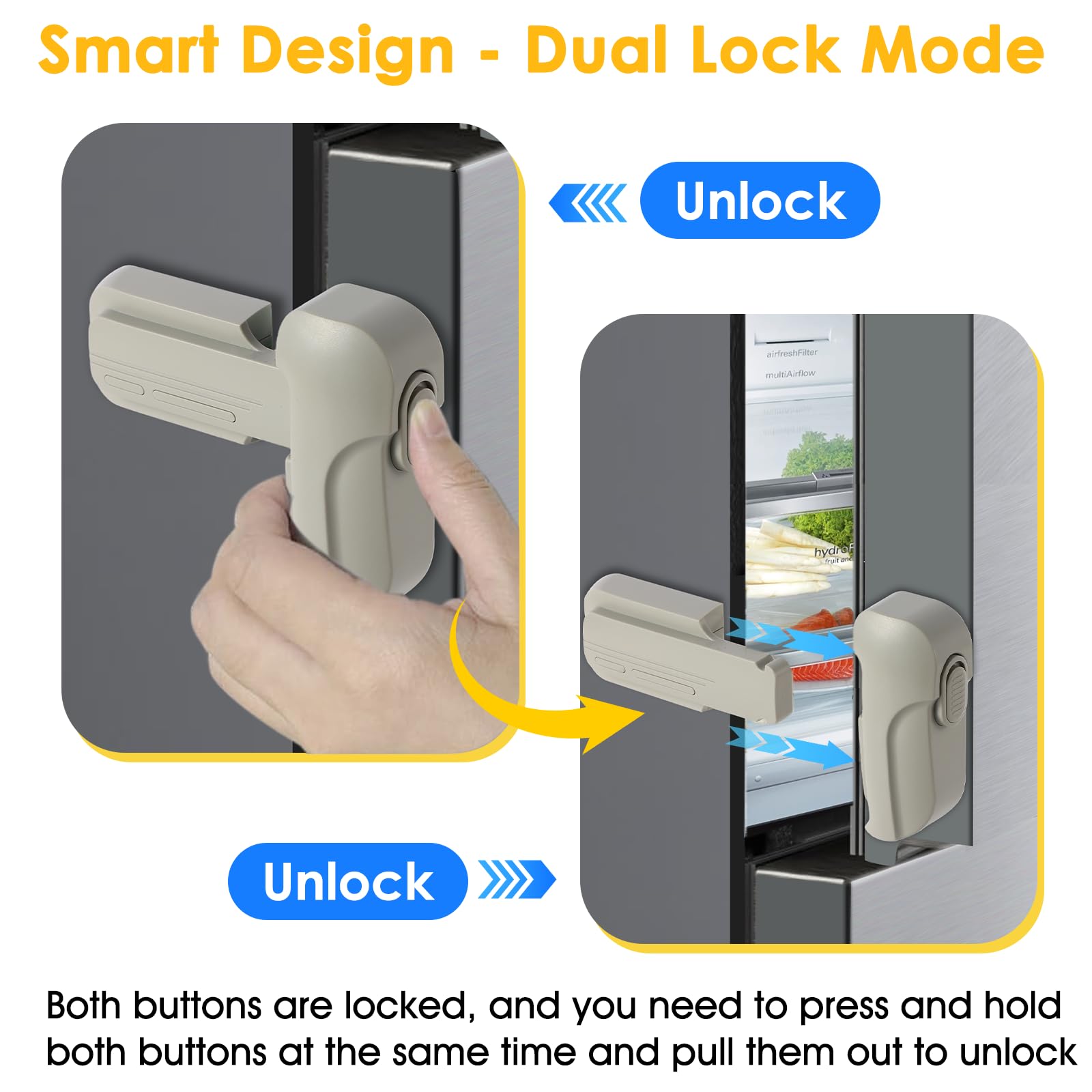 ZENTIVOR Fridge Lock demonstrates one-handed access in single-lock mode.